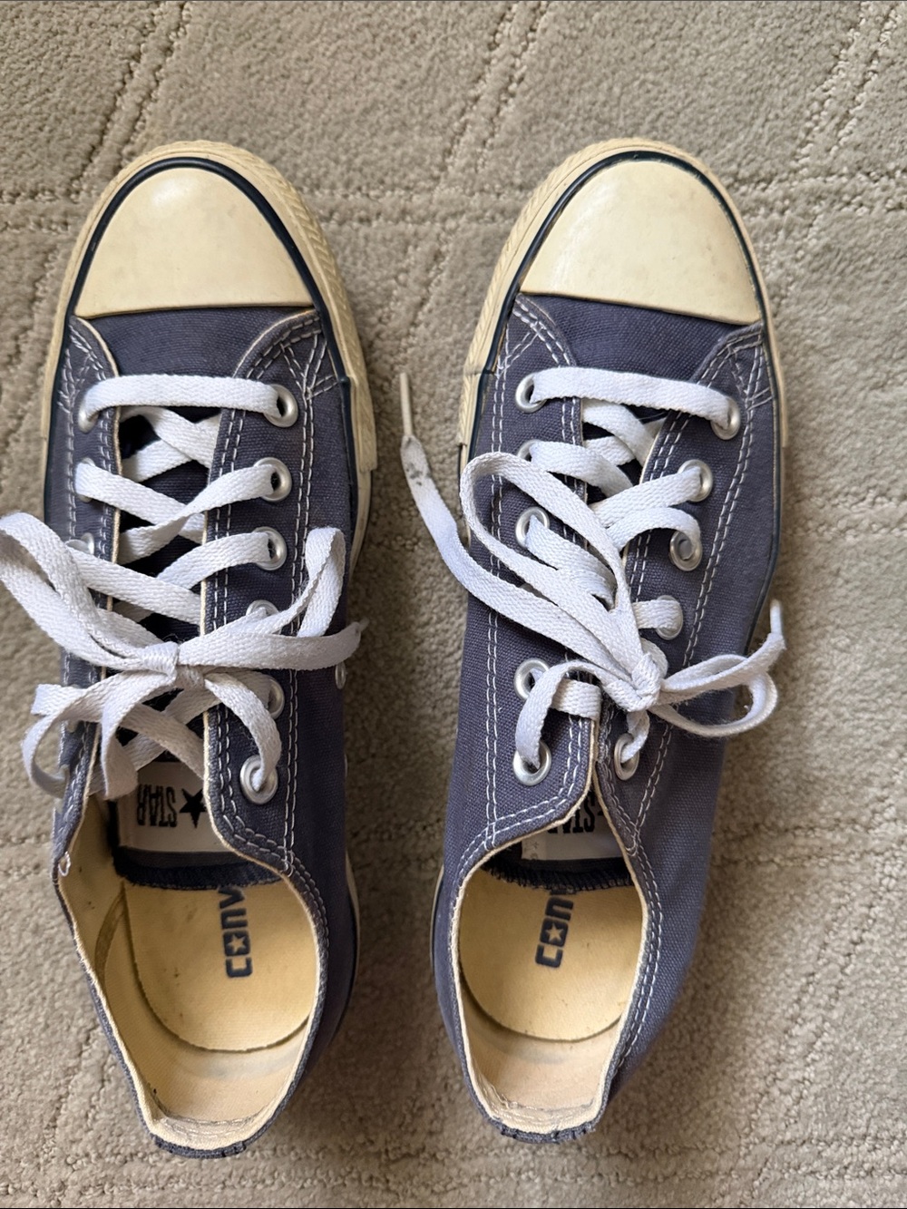 Converse Womens Low Top Canvas Sneakers - Blue with White Accents
